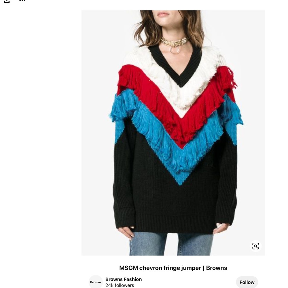 MSGM fringe sweater / chevron fringe jumper